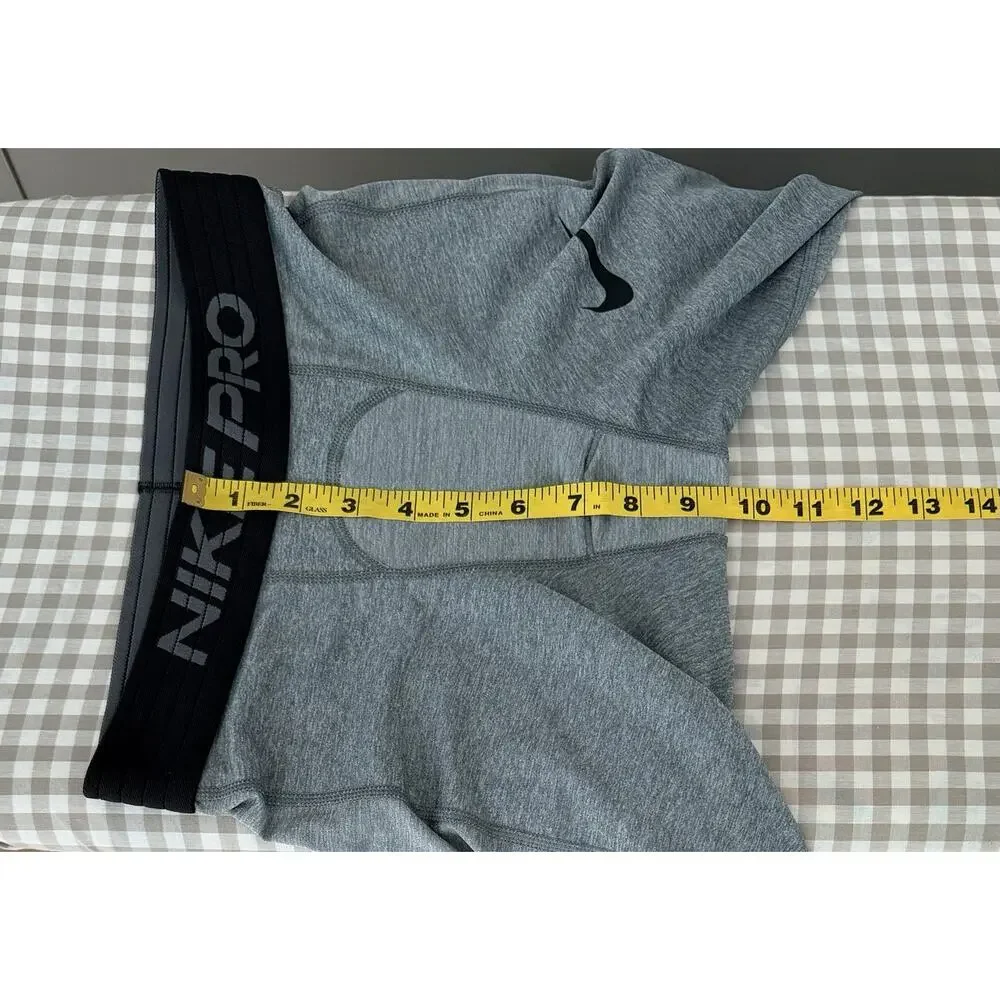 Nike Pro Dry Fit Tight Fit Mens S Heather Gray 3/4 Leggings Pull On Logo NWOT